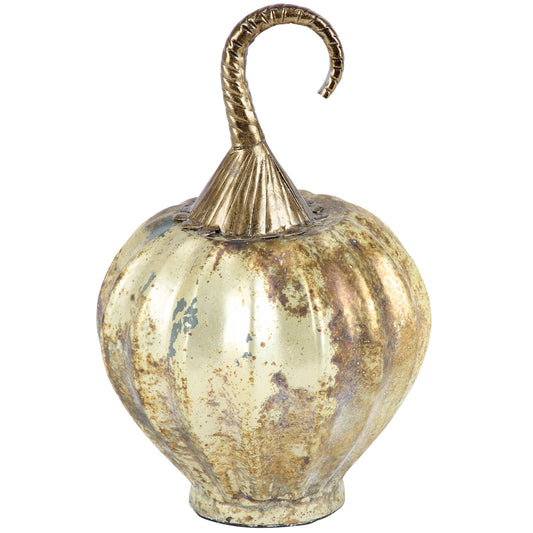 Glass Rustic Silver Pumpkin