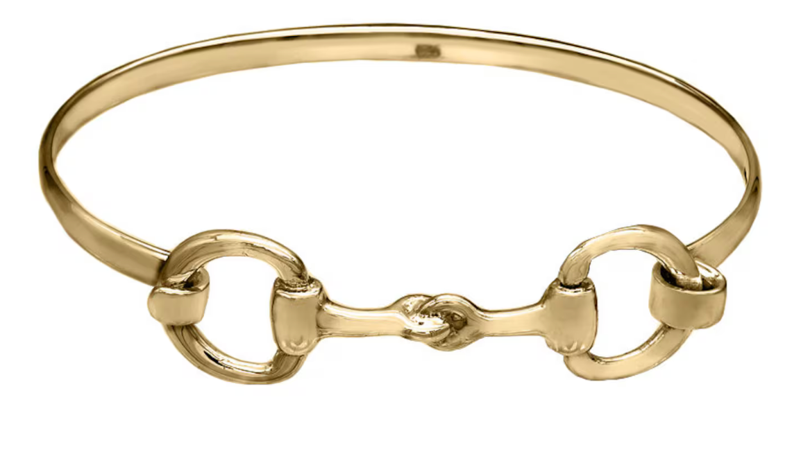Snaffle Cuff Bangle Bracelet- Brass: Yellow Gold