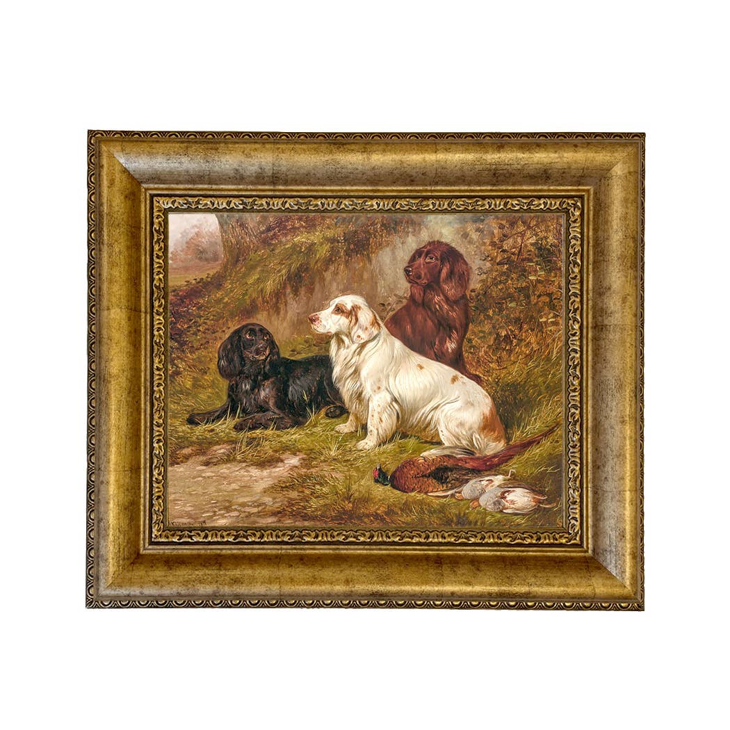 Spaniels at Rest by Colin Graeme Framed Painting Print: Narrow Distressed Black/Copper-Bead / 5" x 6"