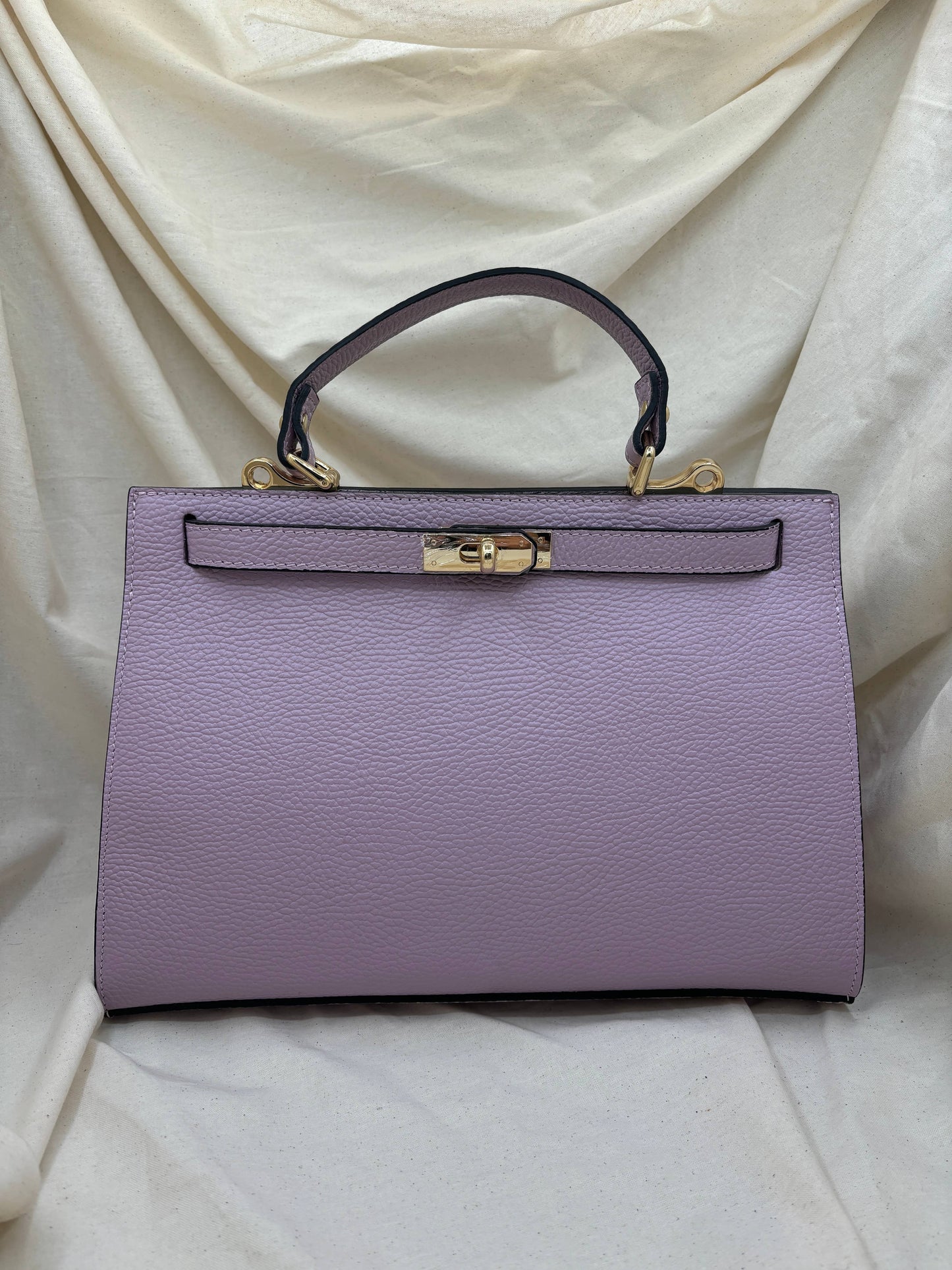 Large genuine leather handbag with shoulder strap: Verde