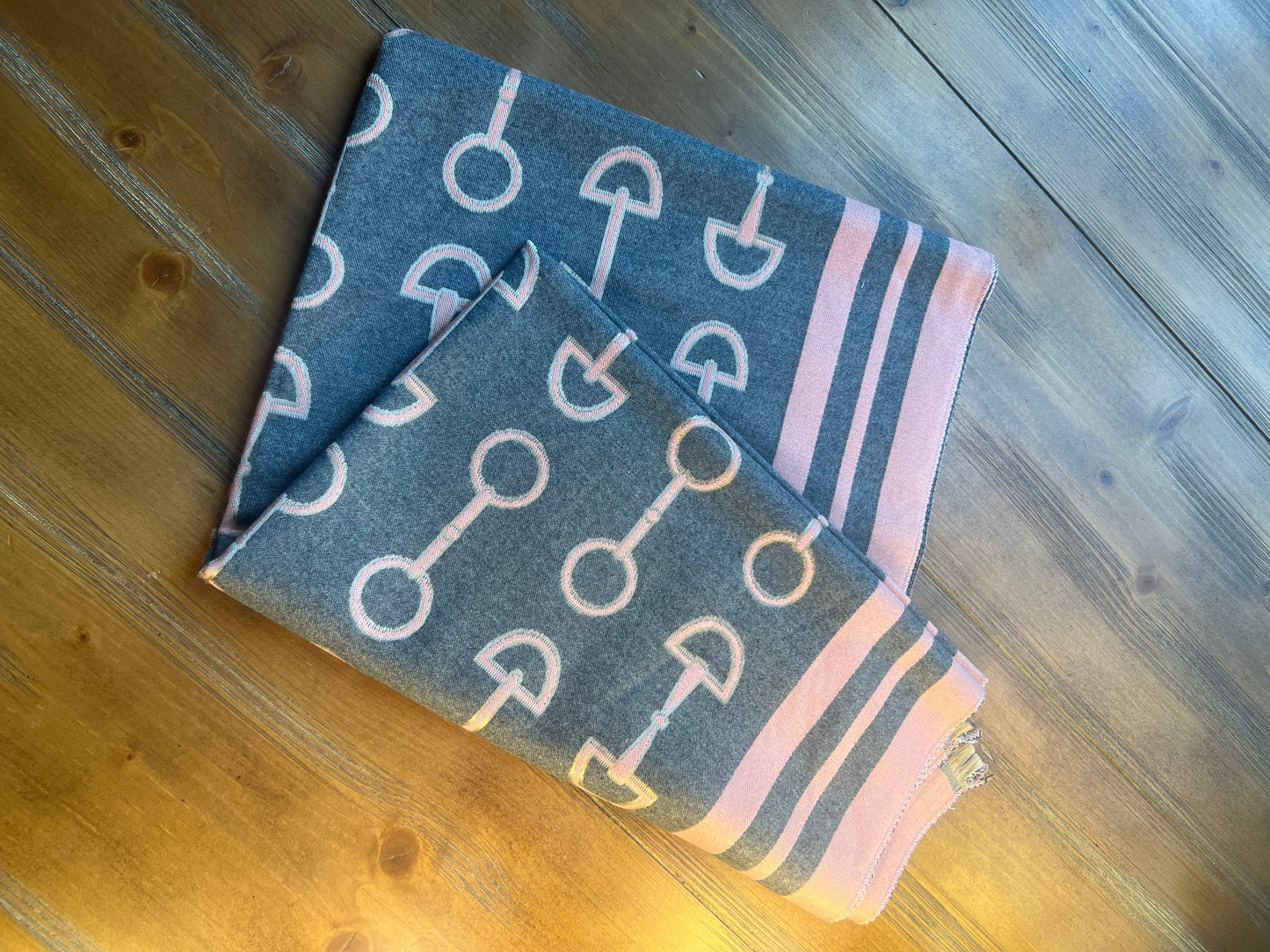 Equestrian Snaffle Bit Horse Design Winter Scarf Wrap: Black