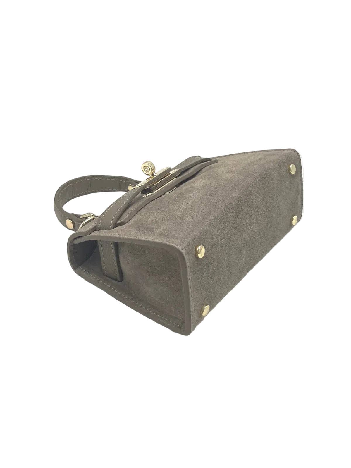 Suede and Genuine Leather Shoulder Bag, Made in Italy, art. 112781: Olive Green