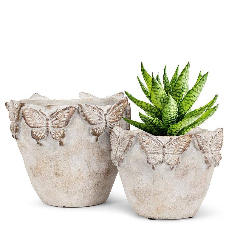 Butterfly Edged Planter-7"H: Medium
