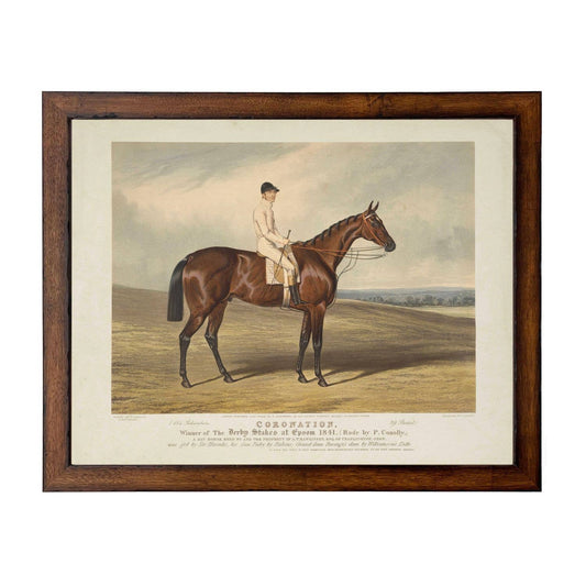 Horse and Jockey B bookplate on a distressed background: Barnwood Frame 310-400 Ee / 8" X 10"