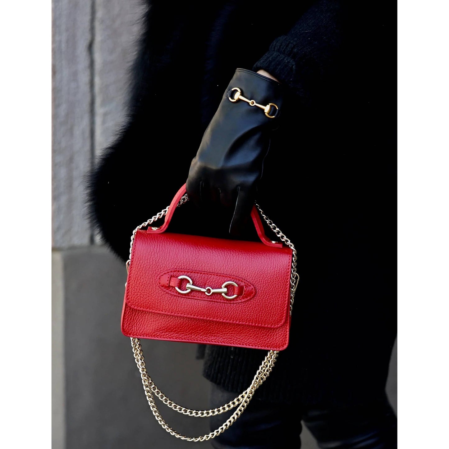 Modarno fantasy shoulder bag Hors metallic clamp: Bright Red