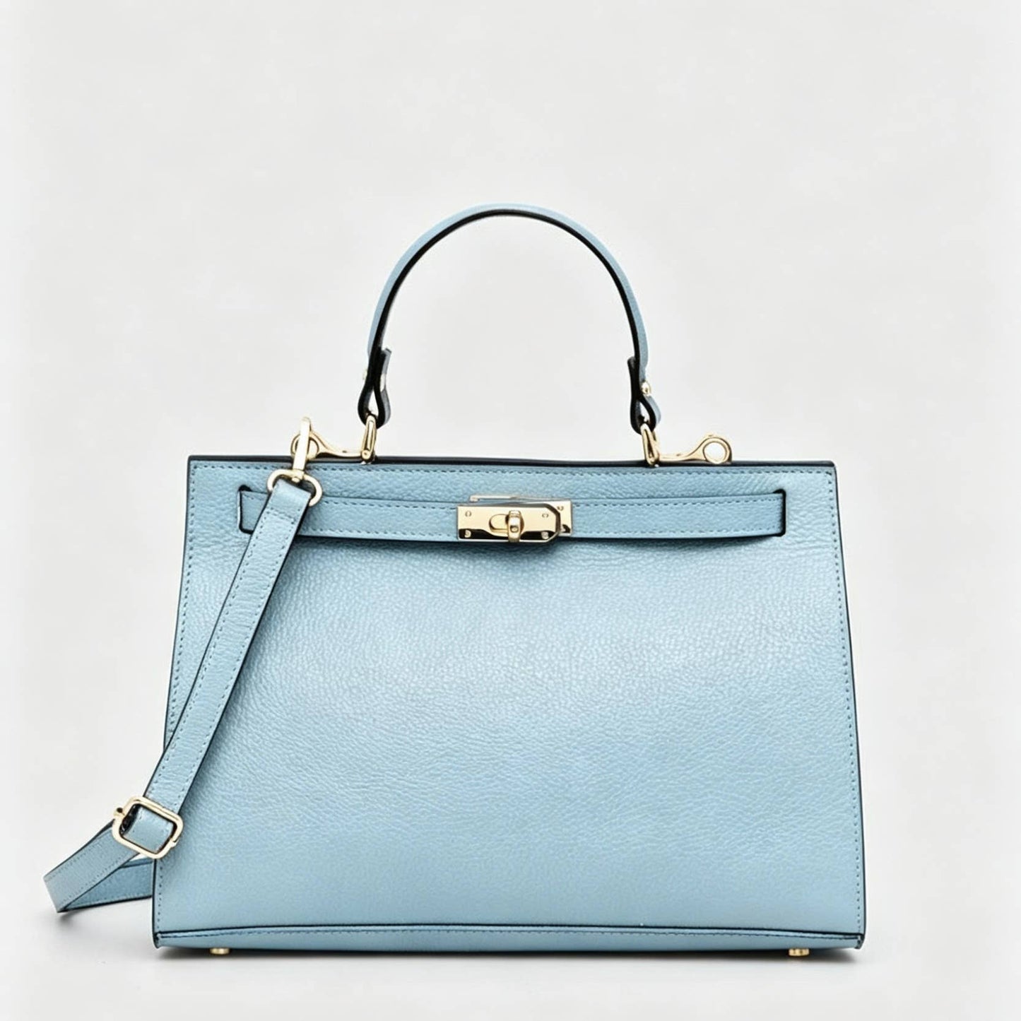 Large genuine leather handbag with shoulder strap: Verde