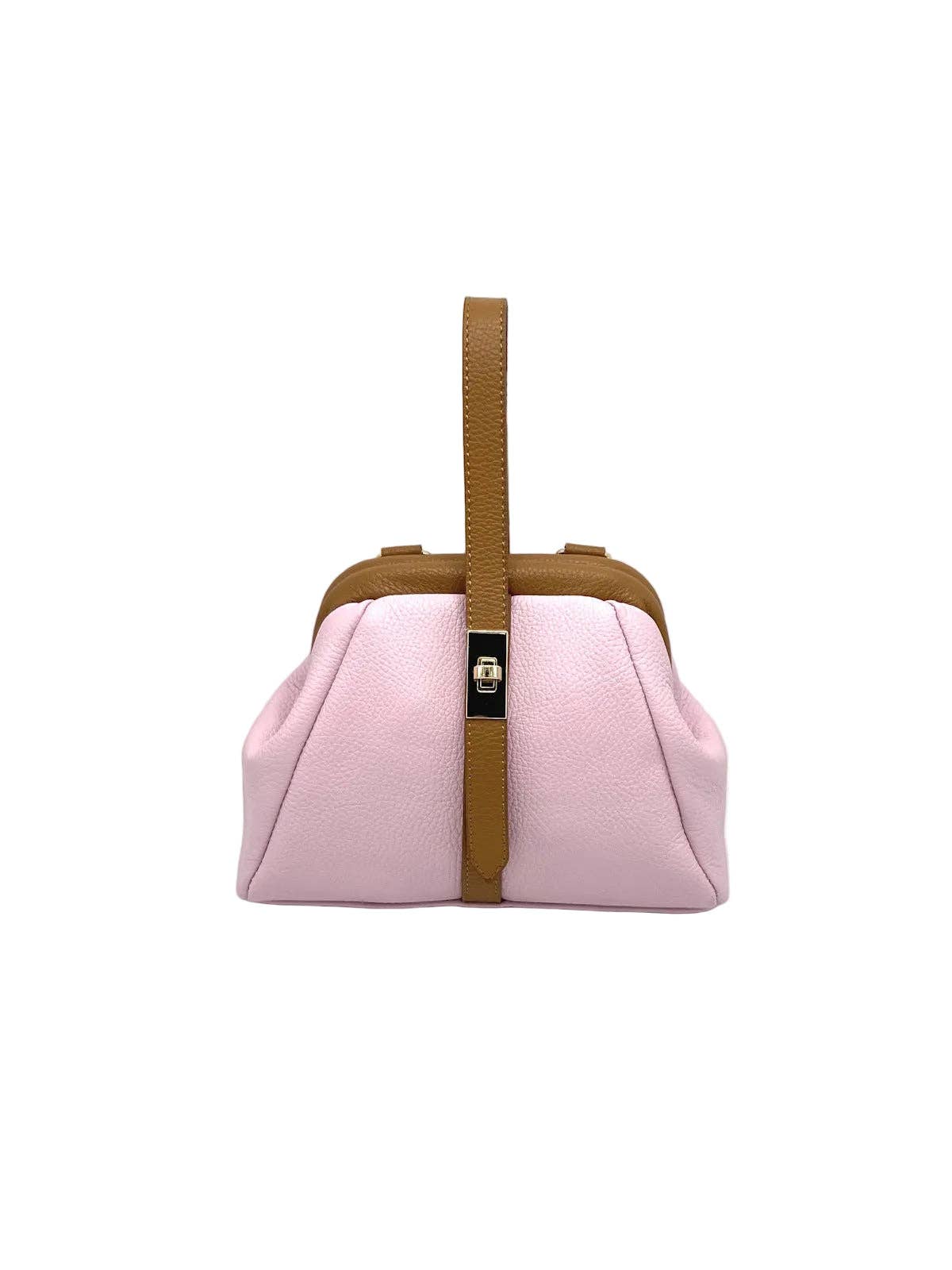 Mini Leather Top-Handle Bag with Detachable Strap, Made in Italy, art. 112746: Beige1