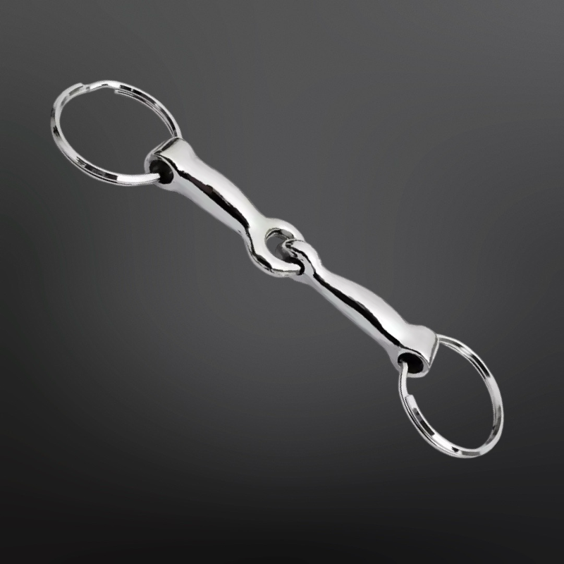 Western Equestrian Dee Ring Snaffle Bit Keychain: Loose Ring Snaffle - Silver