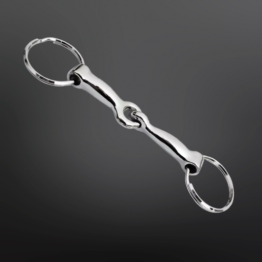 Western Equestrian Dee Ring Snaffle Bit Keychain: Loose Ring Snaffle - Silver