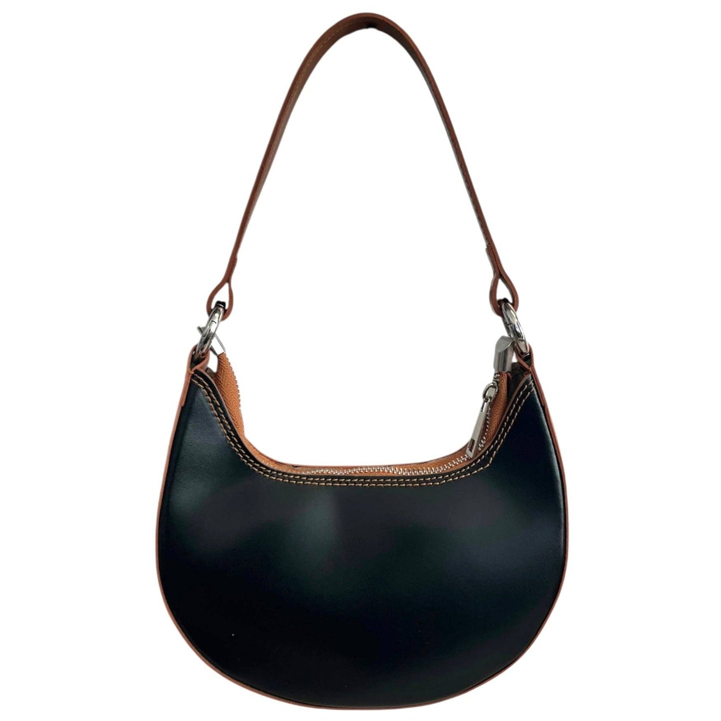 Modarno Women's Handbag with Removable Handle Bicolor in Genuine Cowhide Leather 21x5x12 cm: Sable