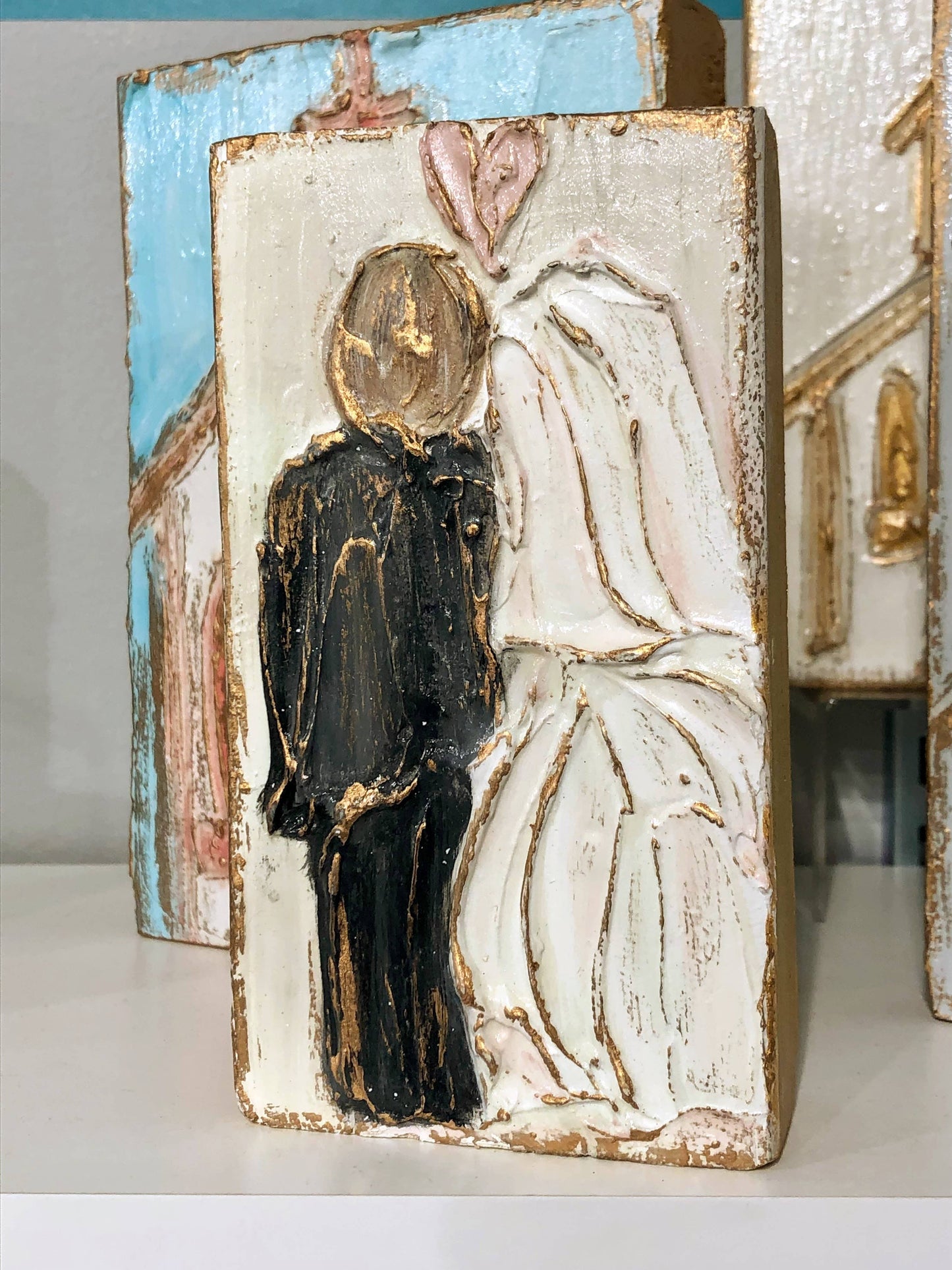 Bride and Groom Wedding Block Painting