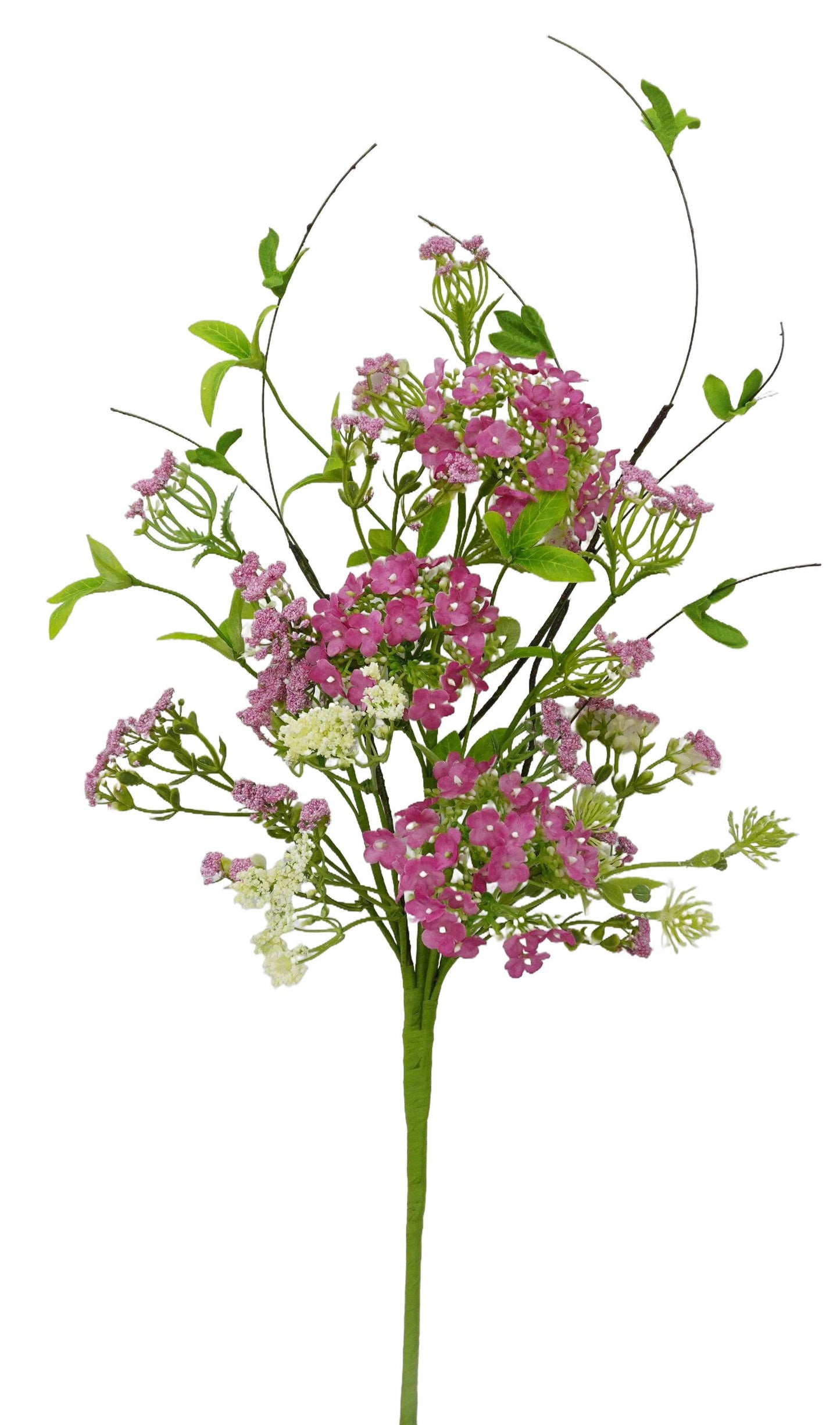 LILAC,QUEEN ANNE'S LACE & TWIG, LEAF PICK, 19", FUCHSIA