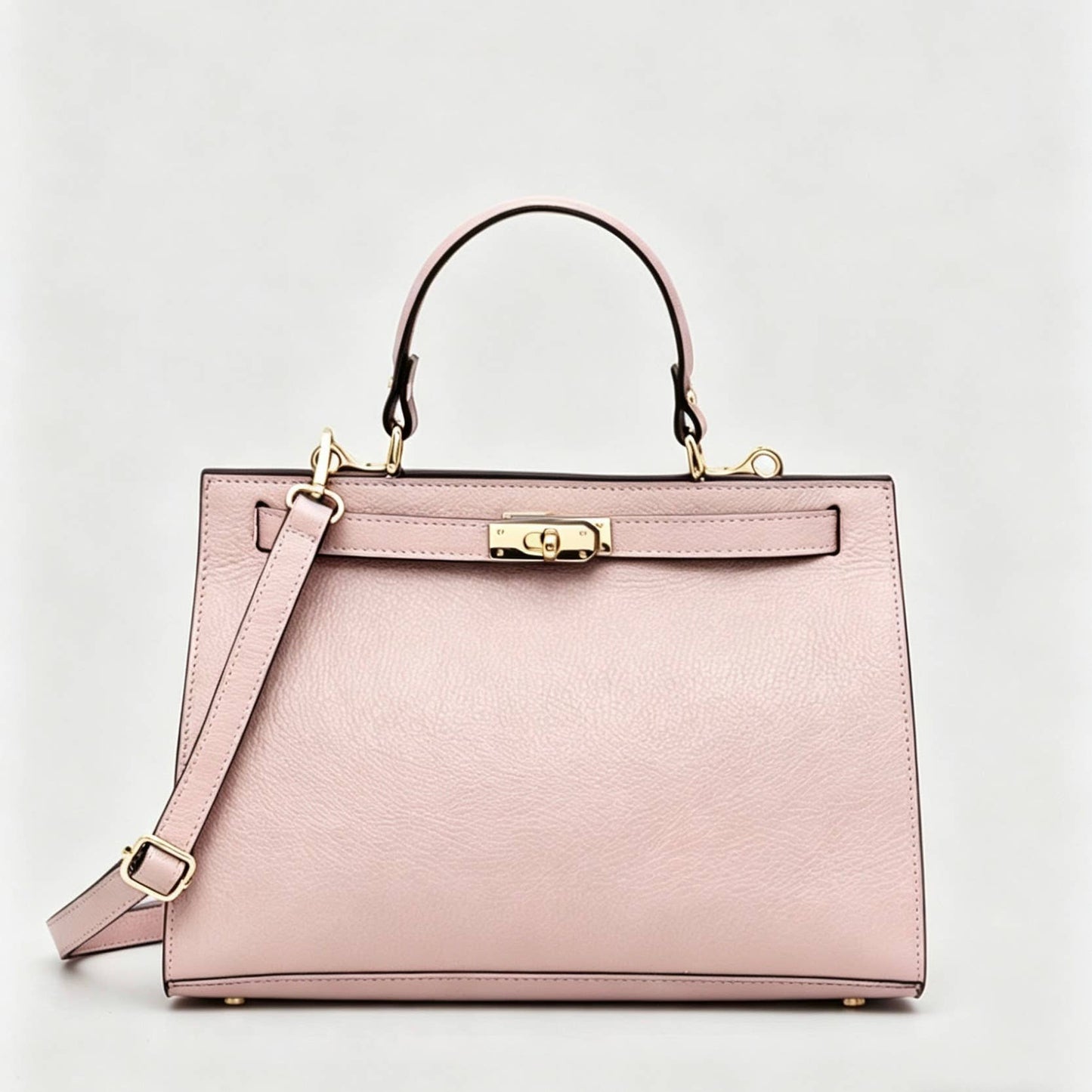 Large genuine leather handbag with shoulder strap: Verde