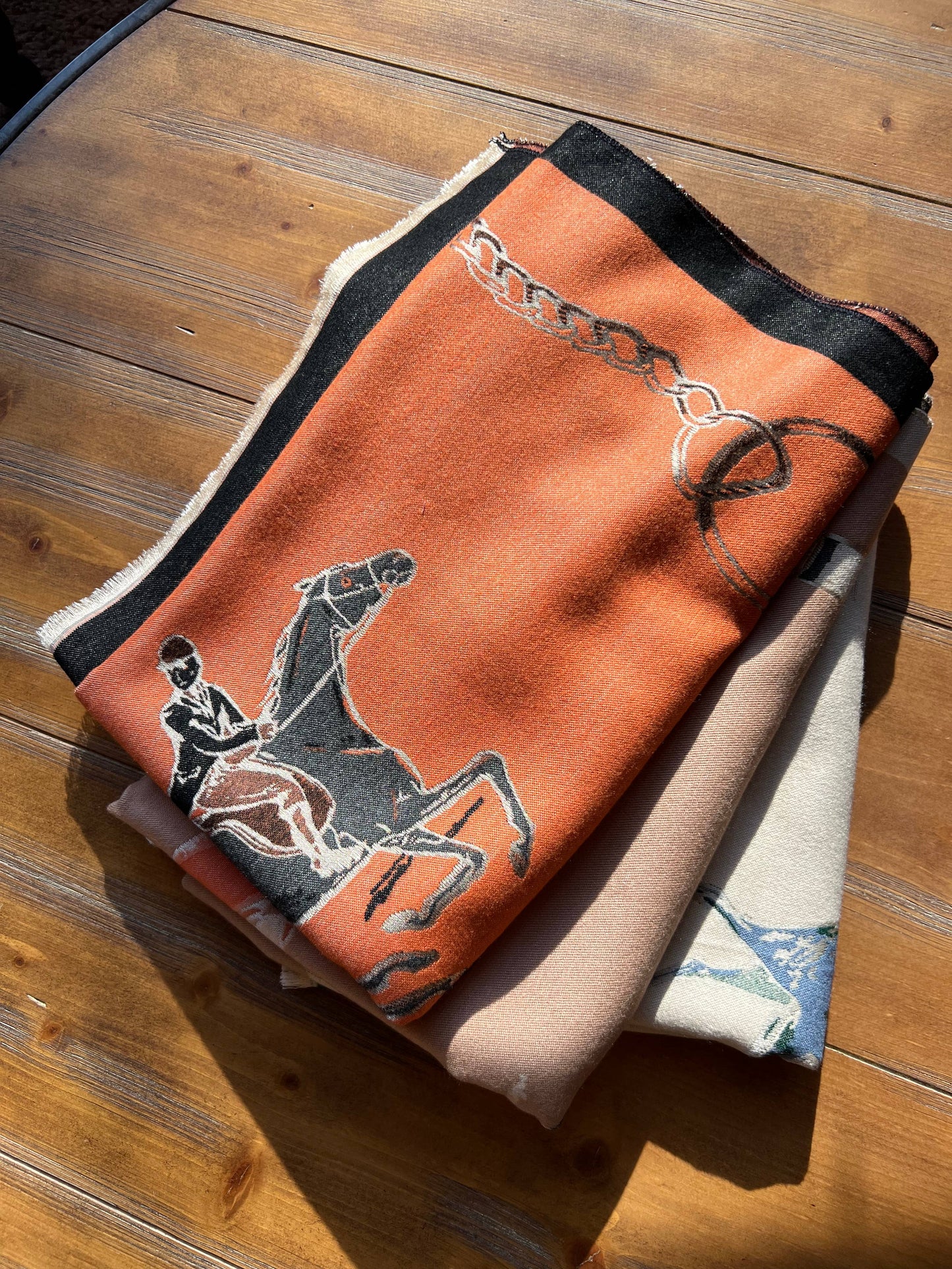 Fox Hunter Jumper English Side Saddle Equestrian Horse Scarf: Cream