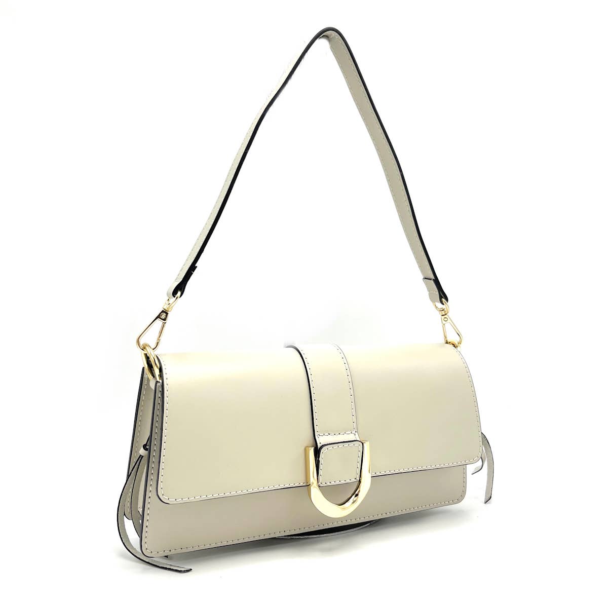 Genuine leather shoulder bag, made in Italy, art.112422: Beige