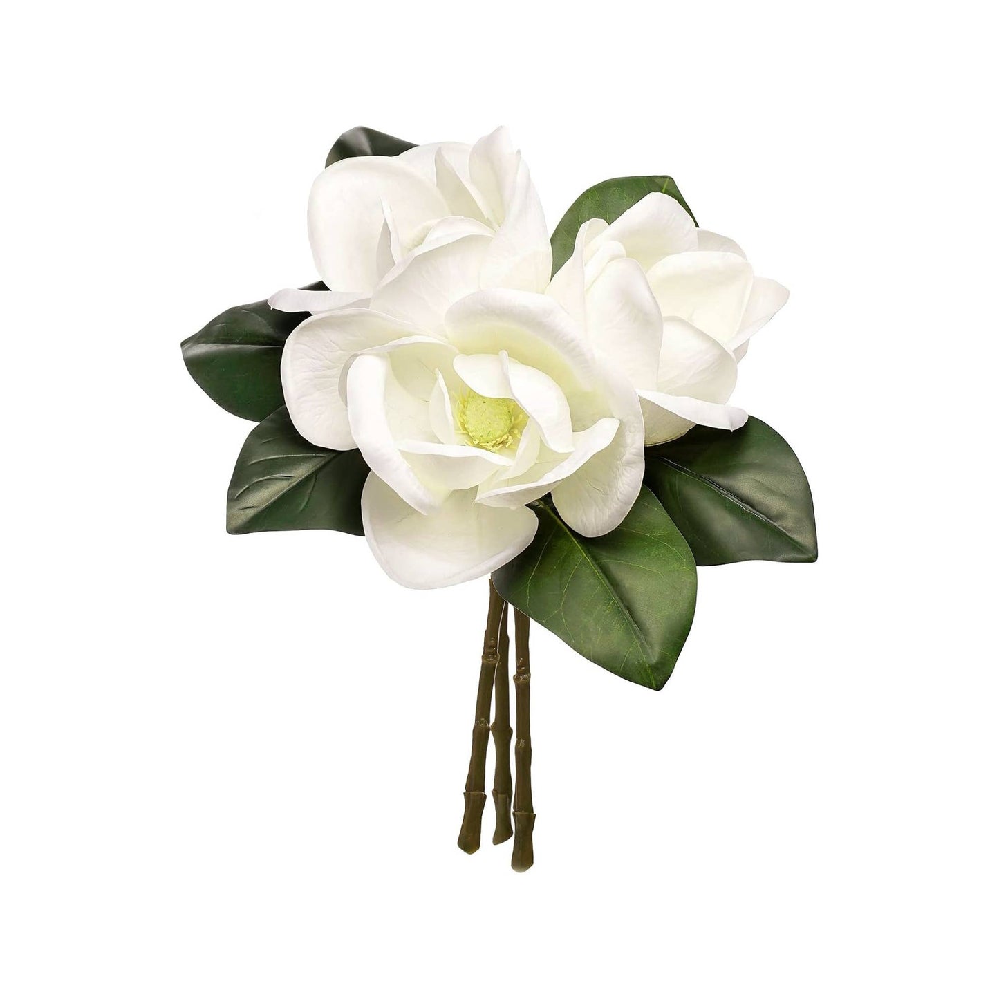 Realistic 6-8"Large bloom Magnolia Flower with Leaves: 15.75"Long