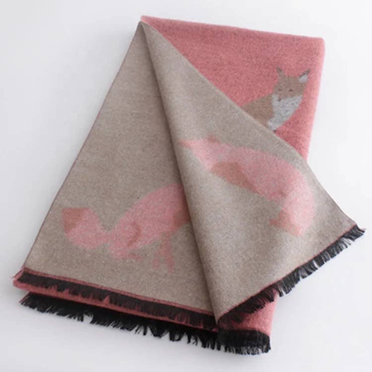 Tallyho Mr Fox Soft Winter Scarf Shawl: Dark Grey/Mustard