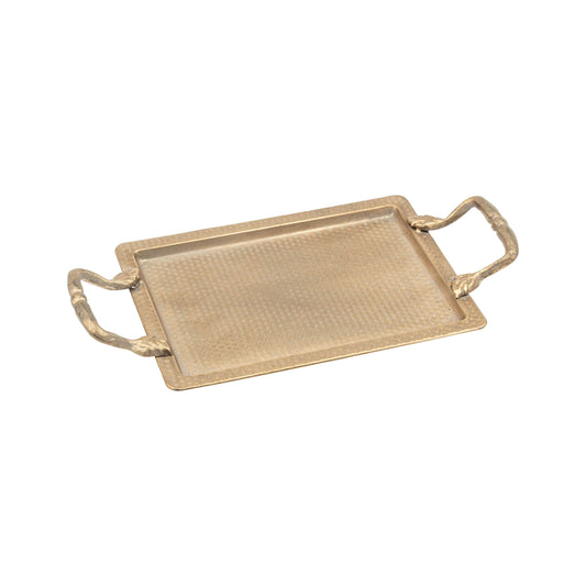 A00526: Ant rect mtl tray,honeycomb ptrn,cast handles,13x7in