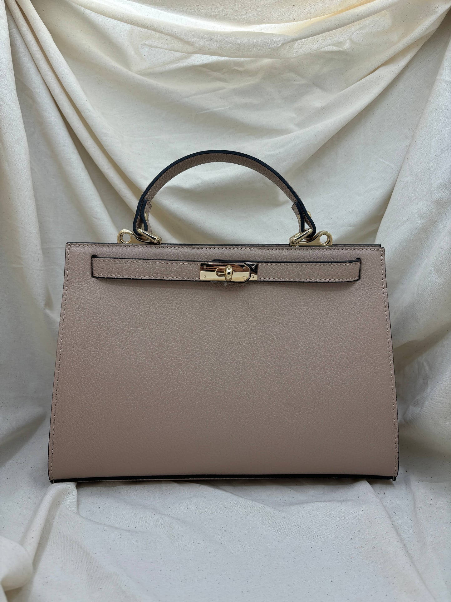 Large genuine leather handbag with shoulder strap: Verde
