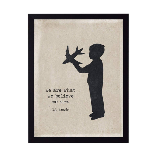 C.S. Lewis We Are Quote On Boy With Airplane Silhouette: Black Frame 2400-35 Za / 8" X 10"