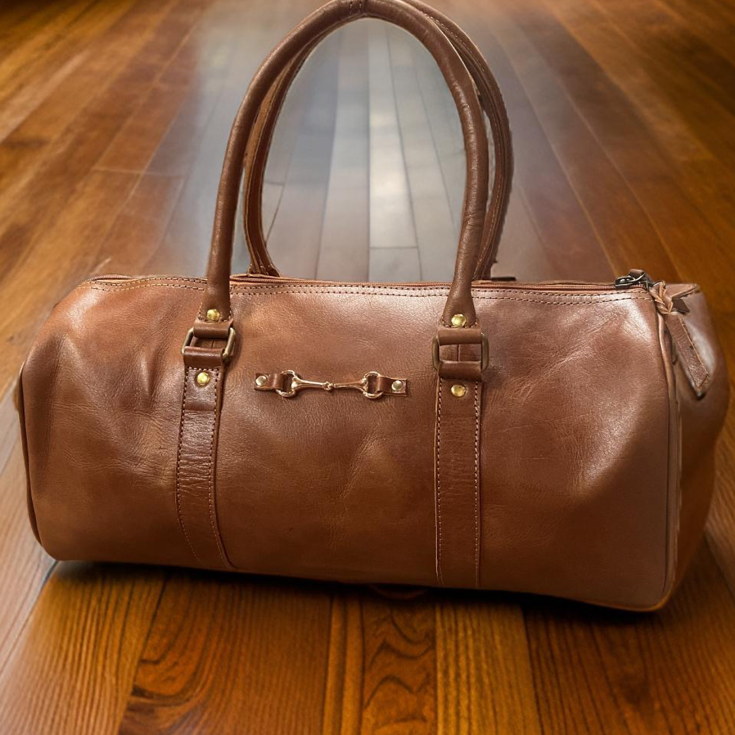 Equestrian Leather Duffle Bag Style Handbag Snaffle Bit : Black