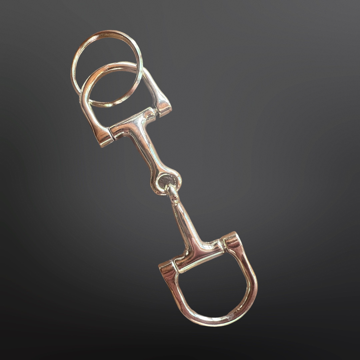 Western Equestrian Dee Ring Snaffle Bit Keychain: Loose Ring Snaffle - Gold
