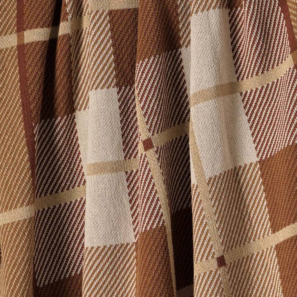 Cotton Sustainable Knit Stripe Throw Blanket - Equestrian Barn Plaid: Green