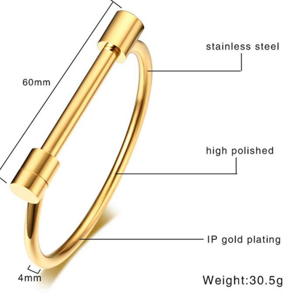 Horse Bit Cuff Bracelet- Bangle Cuff- Screw Lock- Waterproof: Original