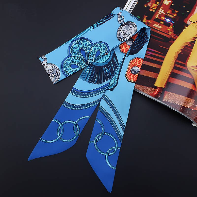 Epaulette Ribbon Tie Scarf and Round Orange Gift Box: Red