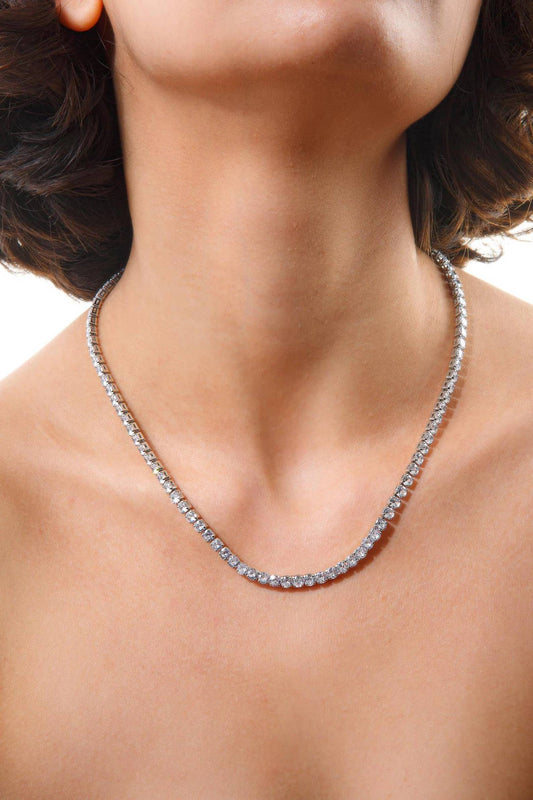 Tennis Necklace. Premium PV plated stainless CZ. : Yellow Gold / 4mm