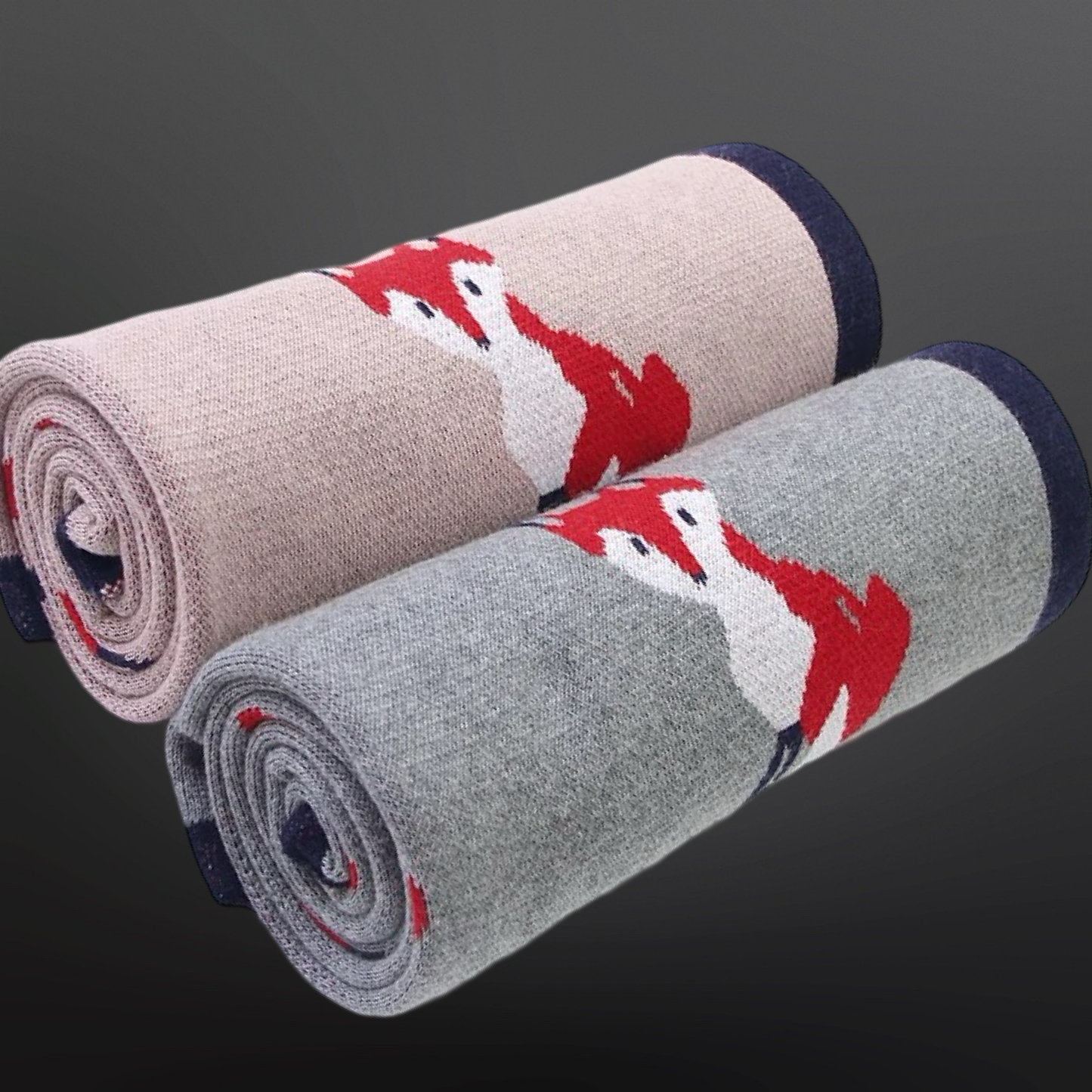 Equestrian Fox Cotton Baby Blanket: Gray
