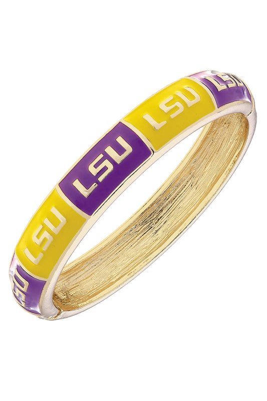 LSU Tigers Sculpted Enamel Checkered Hinge Bangle: Purple