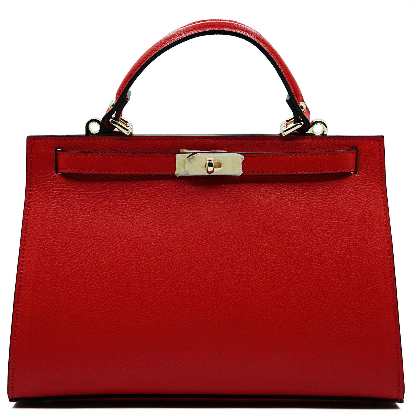 Large genuine leather handbag with shoulder strap: Verde