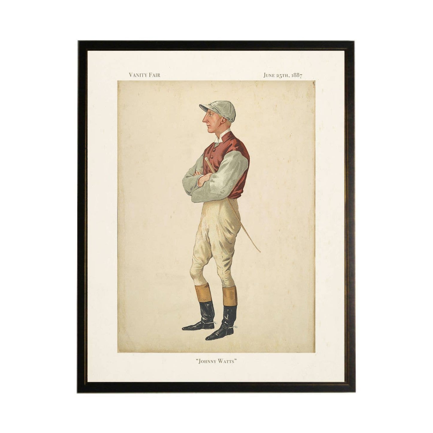 Vintage Vanity Fair Jockey Illustration C: Beaded Black Frame 1315-65 / 12" X 16"