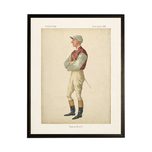 Vintage Vanity Fair Jockey Illustration C: Beaded Black Frame 1315-65 / 12" X 16"