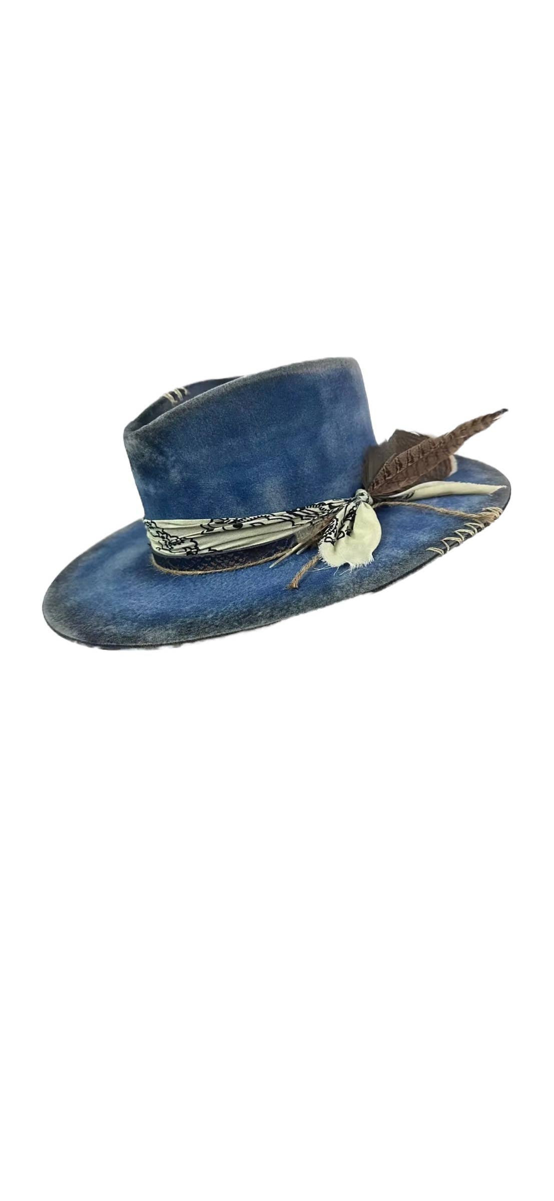 Blue Mesa Western Flat Brim Hat: Sky Blue