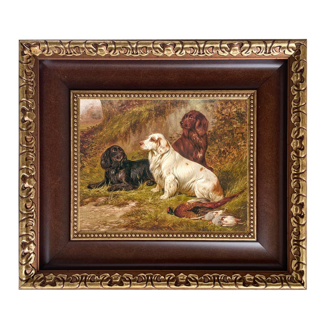Spaniels at Rest by Colin Graeme Framed Painting Print: Narrow Distressed Black/Copper-Bead / 5" x 6"