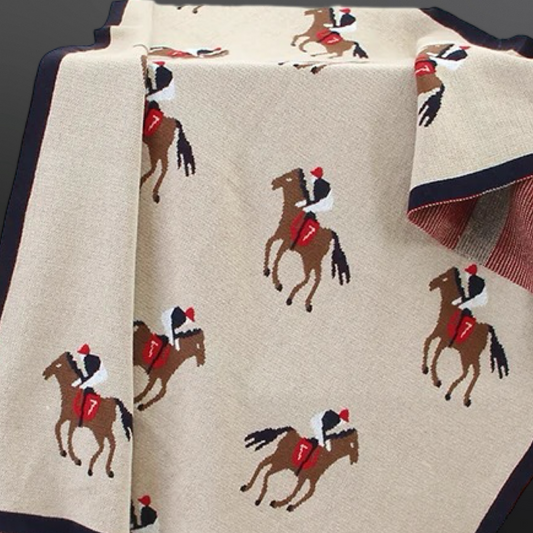 Equestrian Horse Racing Jockey Cotton Baby Blanket 