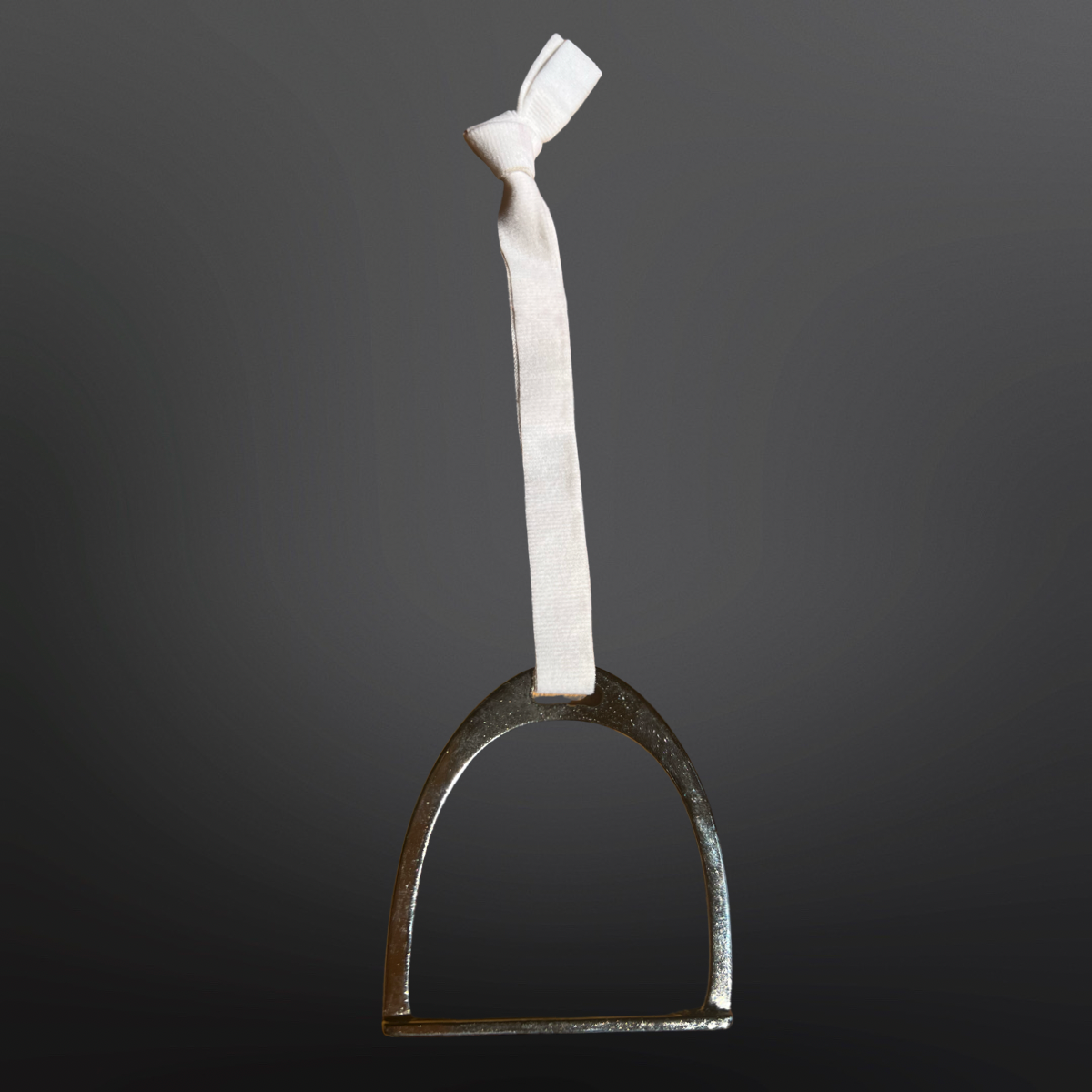 Equestrian Stirrup Iron Christmas Ornament : Gold/Red Ribbon SMALL