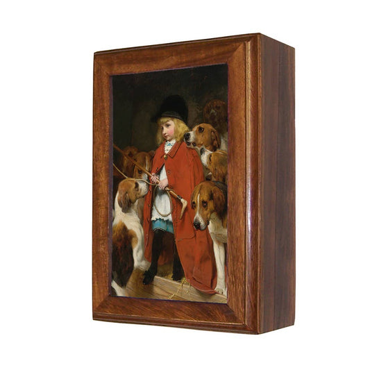 The New Whip by Barber Decorative Vintage Wood Trinket Box: Wood and glass / Small