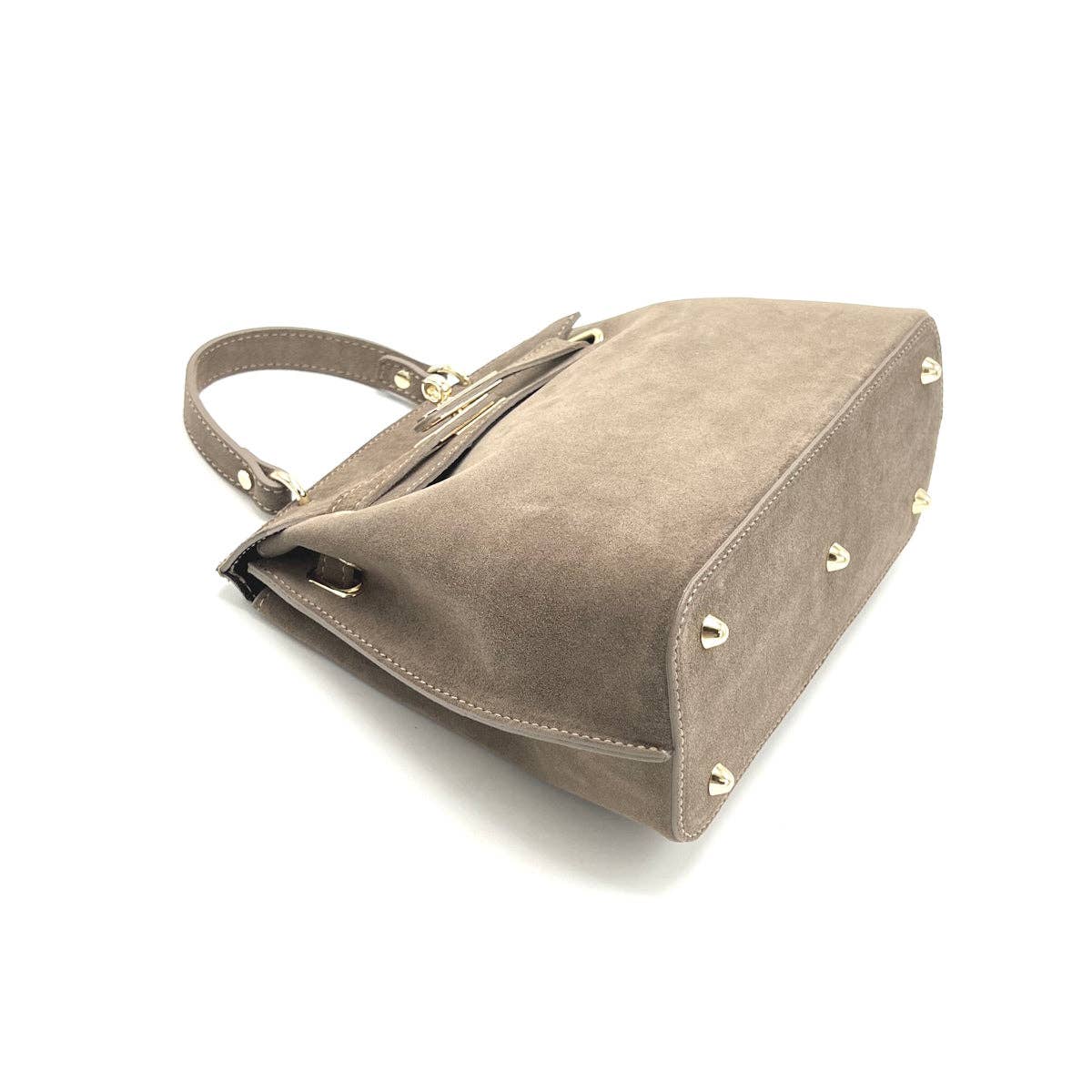 Suede leather handbag with crossbody strap, Made in Italy, art. 112655: Camel