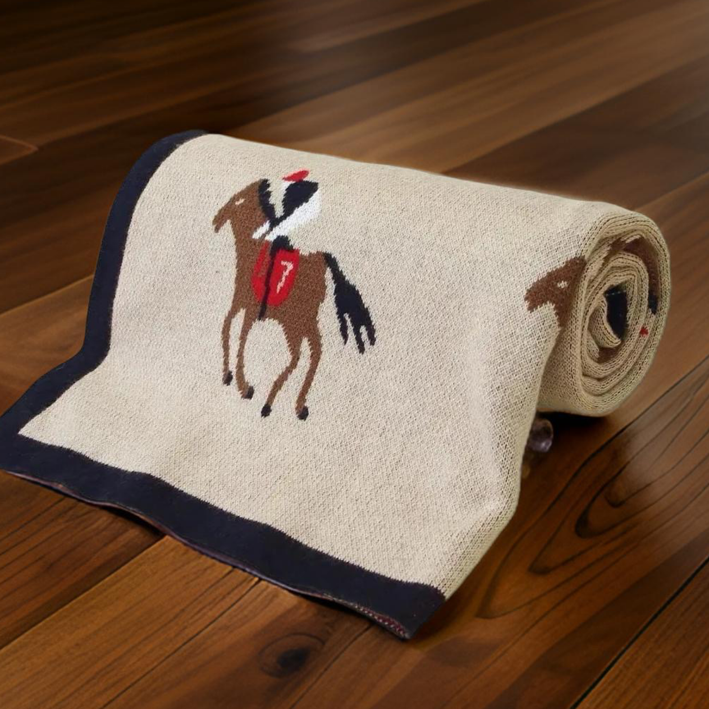 Equestrian Horse Racing Jockey Cotton Baby Blanket 