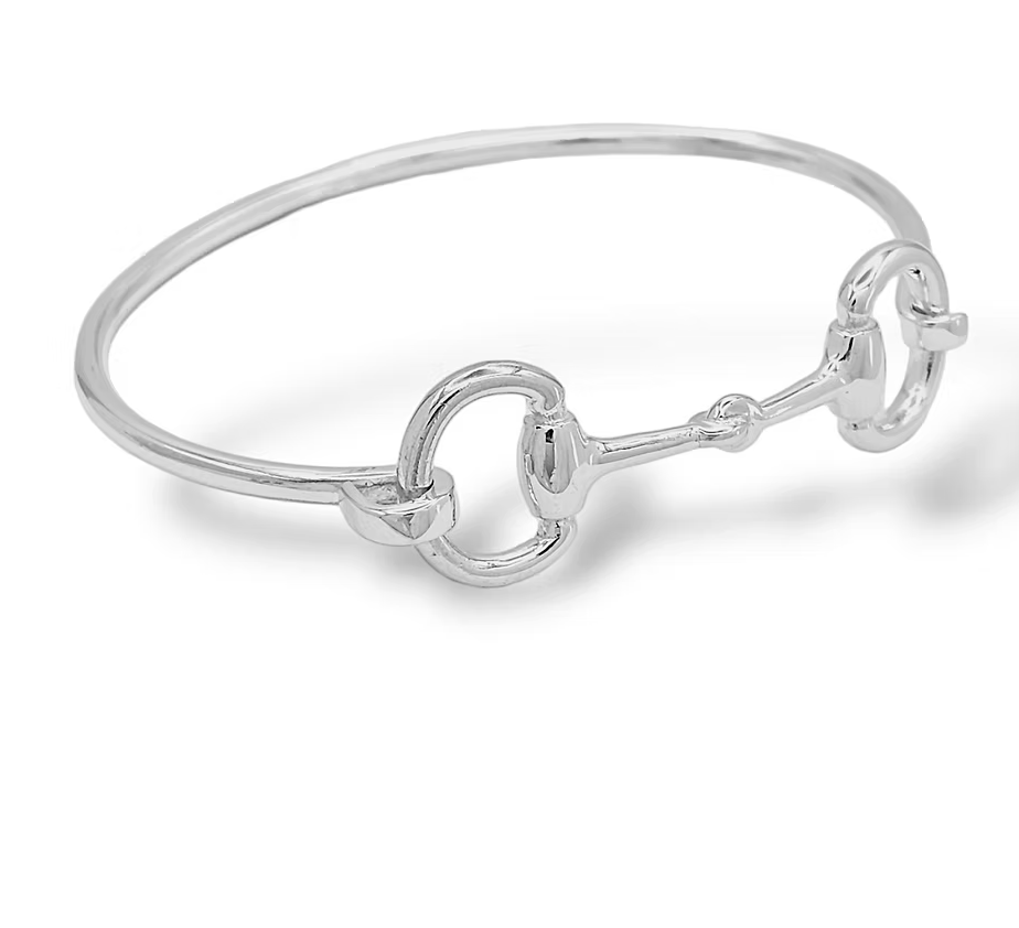 Snaffle Cuff Bangle Bracelet- Brass: Yellow Gold