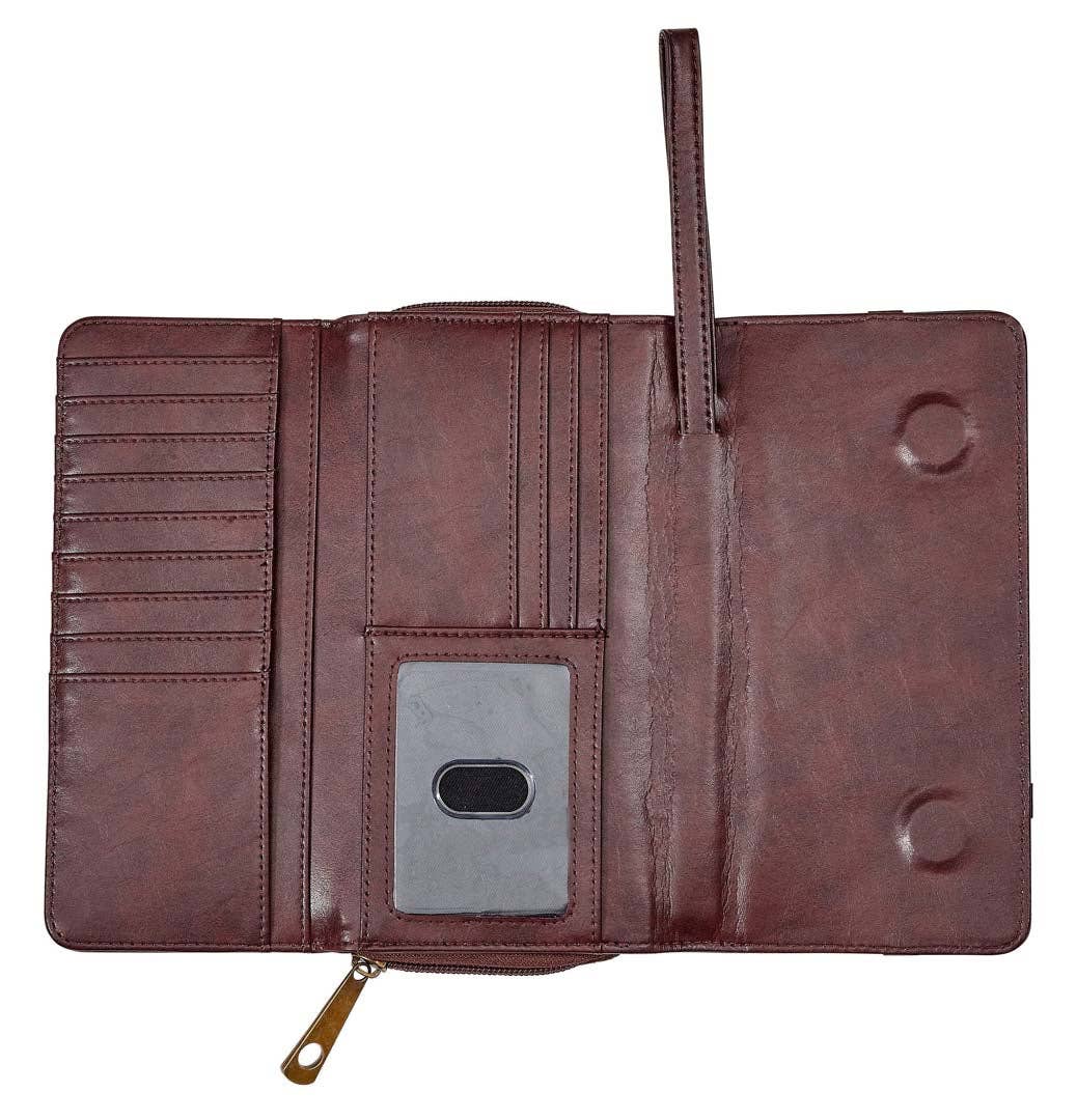 AWST Int'l Snaffle Bit Leather Cross Body Wallet: Black / STD
