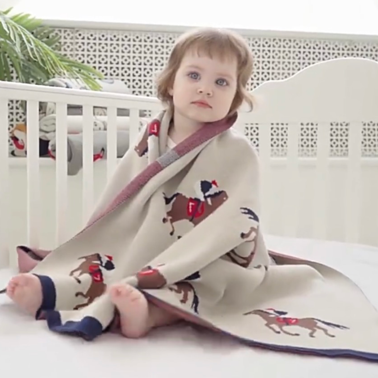 Equestrian Horse Racing Jockey Cotton Baby Blanket 