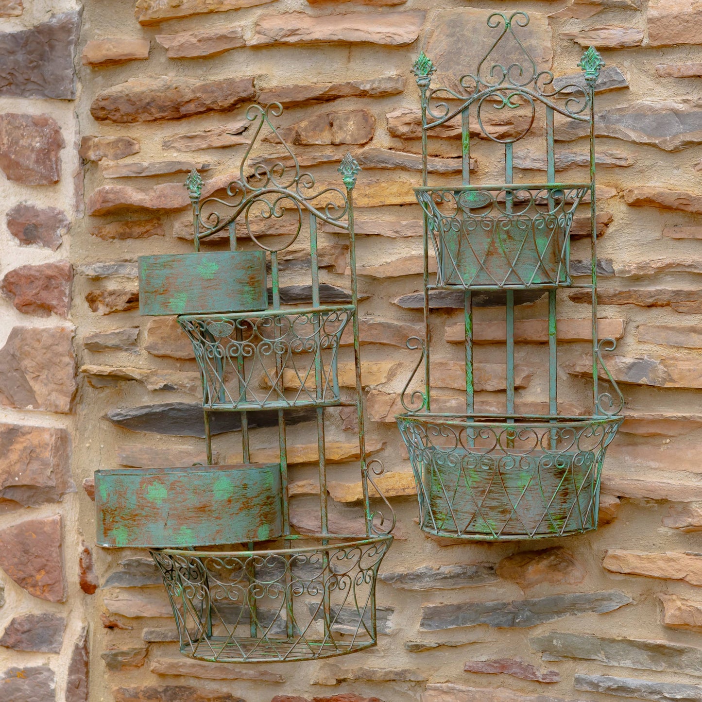 Dual Wall Hanging Planters with Removable Baskets: Antique White