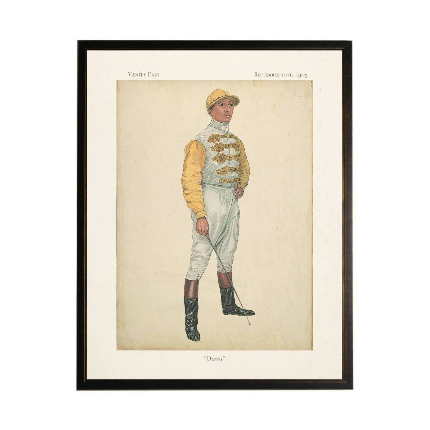 Vintage Vanity Fair Jockey Illustration E: Beaded Black Frame 1315-65 / 12" X 16"