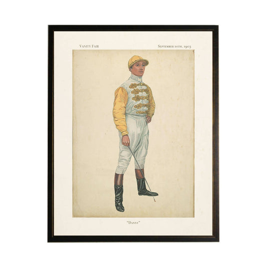 Vintage Vanity Fair Jockey Illustration E: Beaded Black Frame 1315-65 / 12" X 16"