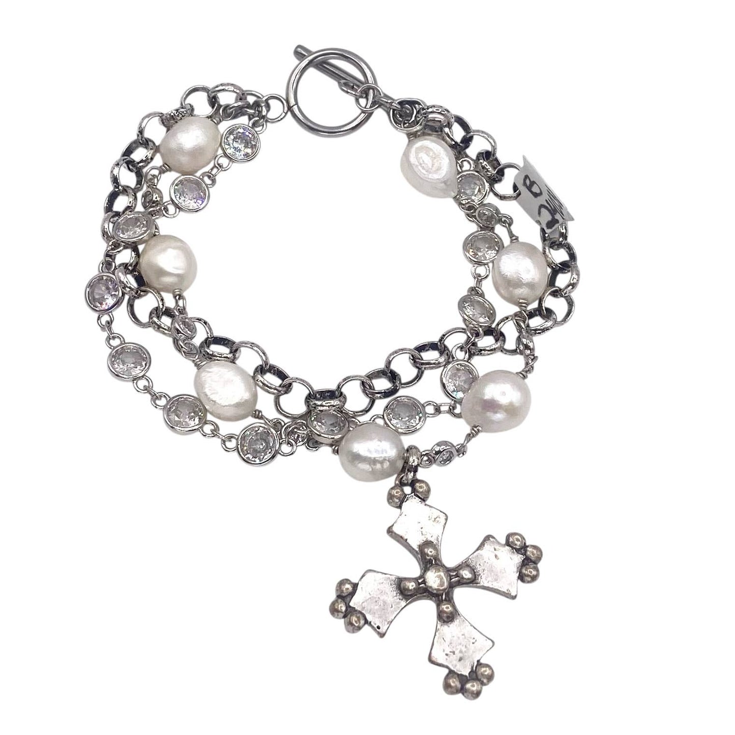 French vintage cross pearl matte gold jewelry: Matte gold