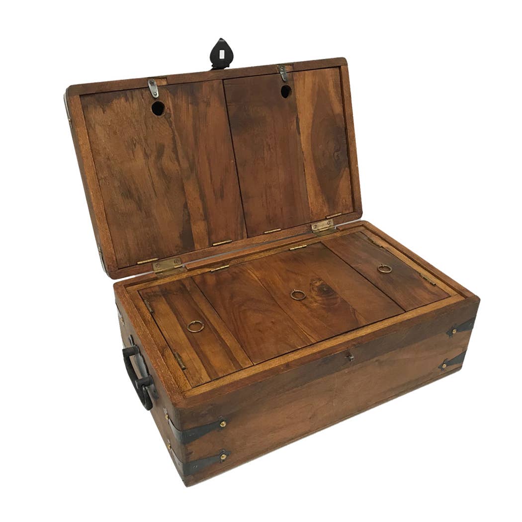 Teak Wood Captain's Writing Chest
